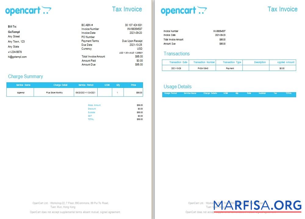 Downloadable Hong Kong OpenCart tax invoice download for verification